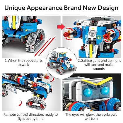 2022 New-2-in-1-STEM Remote Control Robot Building Kit for Kids (796 Pieces) - RC Toy Building Sets Robot or Cars, Robotics Toys for Boys Age 8 9 10 11 12+ Year Old, Gift for Birthday Christmas Etc