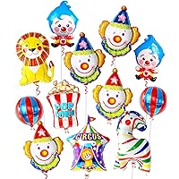 Circus Balloons for Circus Decorations - Pack of 7 with Giant Clown Balloons - 32 Inch, Pack of 5 | Clown Head Balloons for Circus Theme Party Decorations | Carnival Balloons for Carnival Decorations