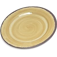 Carlisle FoodService Products Mingle Resuable Plastic Plate Appetizer Plate with Pottery Style for Home and Restaurant, Melamine, 7 Inches, Amber