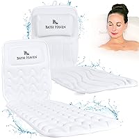 Bath Haven Bath Pillow for Bathtub - Full Body Mat & Cushion Headrest for Women and Men, Luxury Pillows for Neck and Back in Shower Tub or Jacuzzi - Powerful Suction Cups