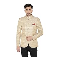 WINTAGE Men's Banarsi Rayon Cotton Casual and Festive Indian Jodhpuri Grandad Bandhgala Blazer : 2 Colors