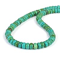 8-9 MM Dainty Natural Smooth Rondelle Turquoise Bead Necklace Native American Navajo Arizona Turquoise Southwest Jewelry Sleeping Beauty Turquoise Kingman Blue (19-20 Inch)