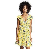 Women's Yellow Floral Peony Jaylinn Ruffle Cap Sleeve Dress