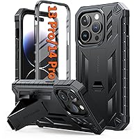 FNTCASE for iPhone 13-Pro 14-Pro Case : with Belt-Clip Holster & Kickstand - Heavy Duty Military Grade Protection Cover Shockproof TPU Phone Shell Durable Rugged Full Protective Phonecase - Black