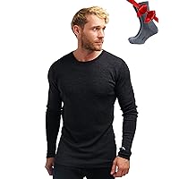 Merino.tech Merino Wool Base Layer - Mens 100% Merino Wool Long Sleeve Thermal Shirts Lite, Midweight, Heavyweight + Socks