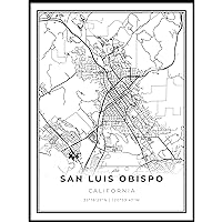 San Luis Obispo Map Print, California CA USA Map Art Poster, SLO, Modern Wall Art, Street Map Artwork 16x20