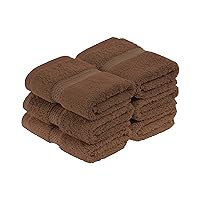 Egyptian Cotton Pile Face Towel/Washcloth Set of 6, Ultra Soft Luxury Towels, Thick Plush Essentials, Absorbent Heavyweight, Guest Bath, Hotel, Spa, Home Bathroom, Shower Basics, Chocolate
