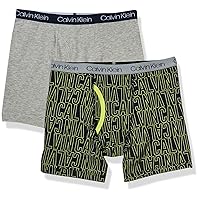 Calvin Klein Boys' Modern Cotton Assorted Boxer Briefs Underwear, Pack of 2, Black/Camo, X-Small