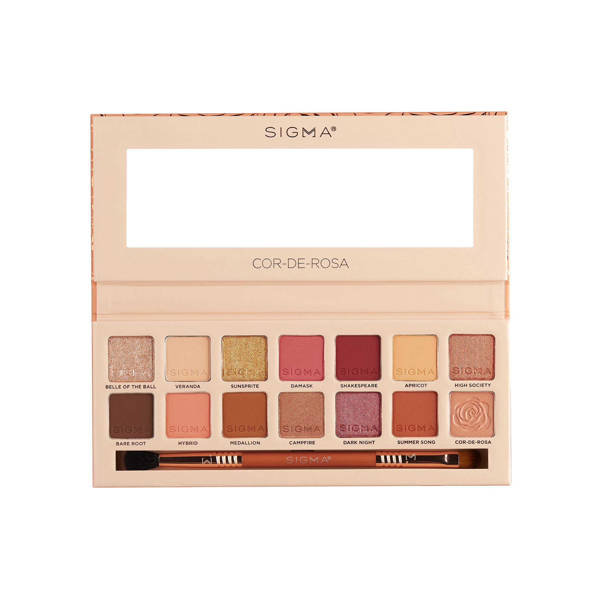 Sigma Beauty Cor-De-Rosa Eyeshadow Palette - 14 Warm Eyeshadow Shades in Matte, Shimmer and Metalic Finishes - Highly Pigmented Vegan Eye Makeup Palette - Clean Beauty Products
