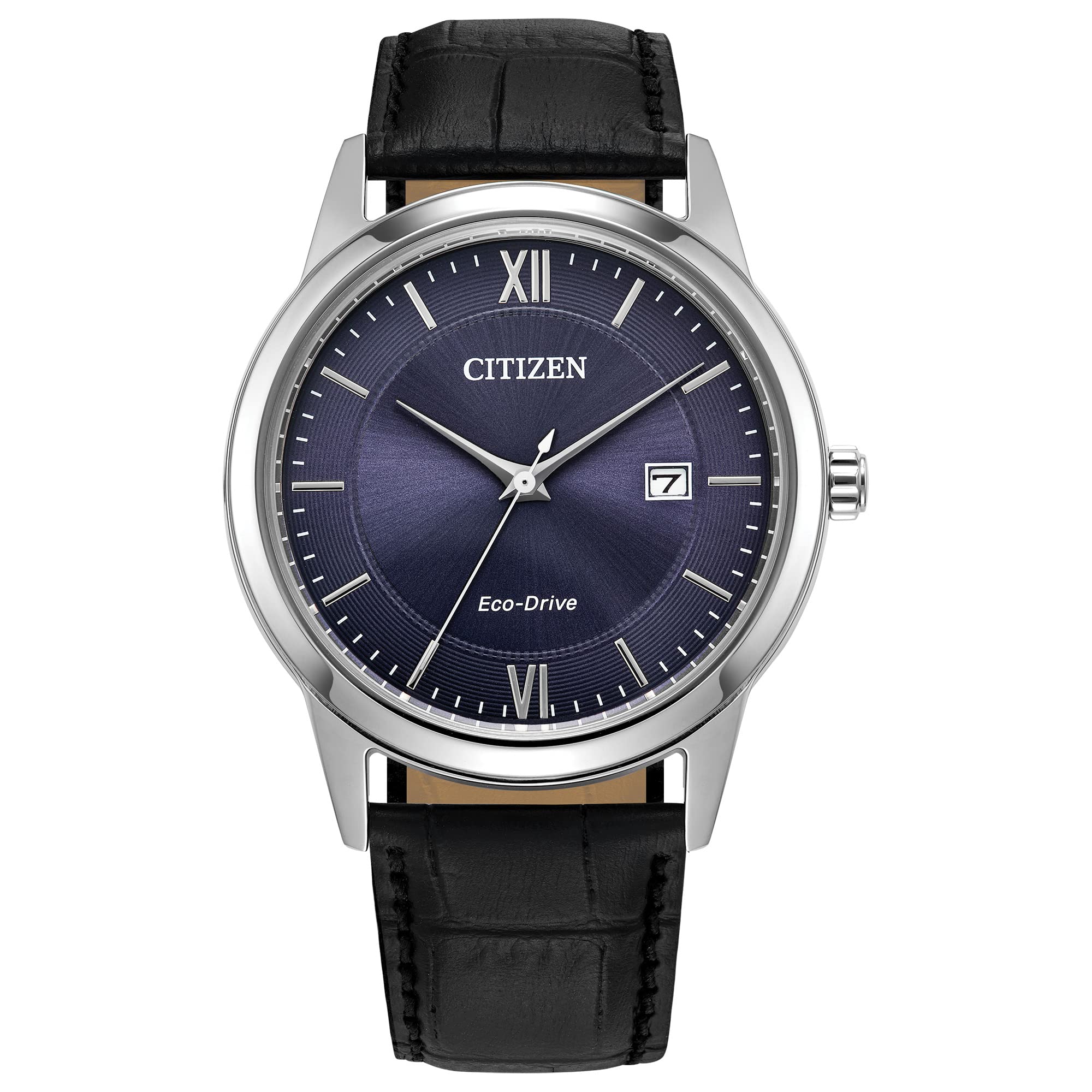 Citizen Men's Classic Eco-Drive Leather Strap Watch, 3-Hand Date