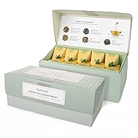 Presentation Box Tea Sampler Gift Set, 20 Assorted Variety Handcrafted Pyramid Tea Infuser Bags (Green)