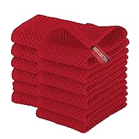 Elegant Comfort 100% Turkish Cotton 12-Pack Waffle Premium Kitchen Towels - Quick Drying and Super Absorbent Kitchen Dishcloth Towels, Ultra Soft Multi-Purpose Cleaning Towels, 13 x 13, Burgundy