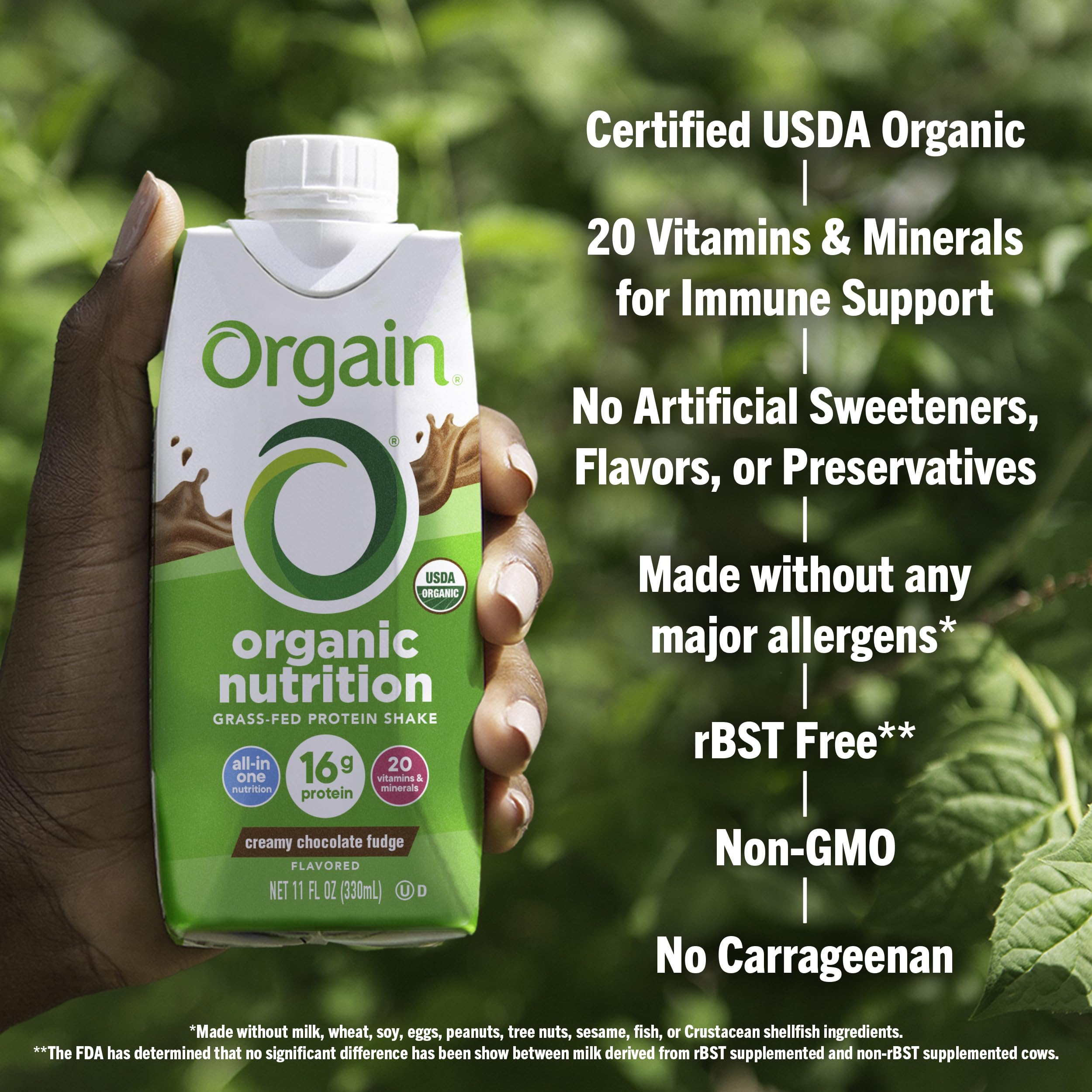 Orgain Organic Nutritional Protein Shake, Creamy Chocolate Fudge - 16g Grass Fed Whey Protein, Meal Replacement, 20 Vitamins & Minerals, Gluten & Soy Free, 11 Fl Oz (Pack of 12) (Packaging May Vary)