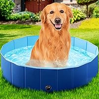 Foldable Dog Pool, Kiddie Pool Hard Plastic Pool for Kids, Swimming Pool for Dogs, Collapsible Pool Dog Bathing Tub, Portable Dog Pool,Pets Wading Pool for Small Dogs,Cats(32x8 Inch,Dark Blue)