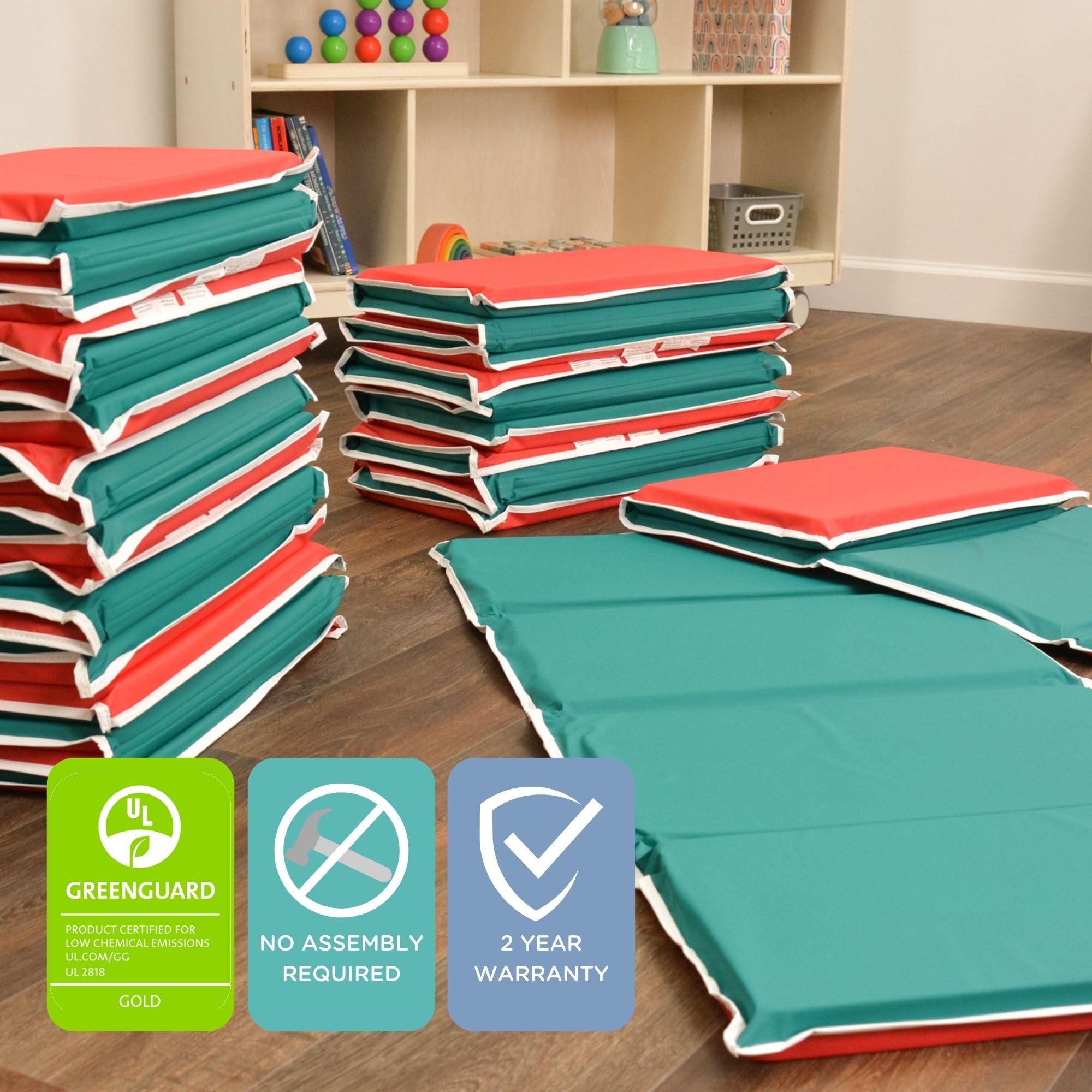 Children's Factory Nap Mats for Toddlers, Folding Nap Mat for Daycare & Preschool, 10-Pack