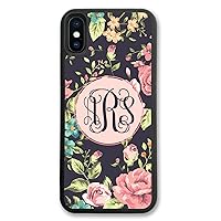 iPhone Xs Max, Phone Case Compatible with iPhone Xs Max [6.5 inch] Floral Roses Monogrammed Personalized IPXSM