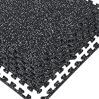 1/2 inch Thick 24 Sq Ft Rubber Top High Density EVA Foam Exercise Gym Mats 6 Pcs - Interlocking Puzzle Floor Tiles for Home Gym Heavy Workout Equipment Flooring - 24 x 24in Tile, Black&White
