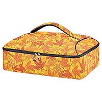ALAZA Insulated Casserole Carrier, Colorful Maple Leaves Dish Carrier with Dish Storage Leakproof for Hot Cold Food