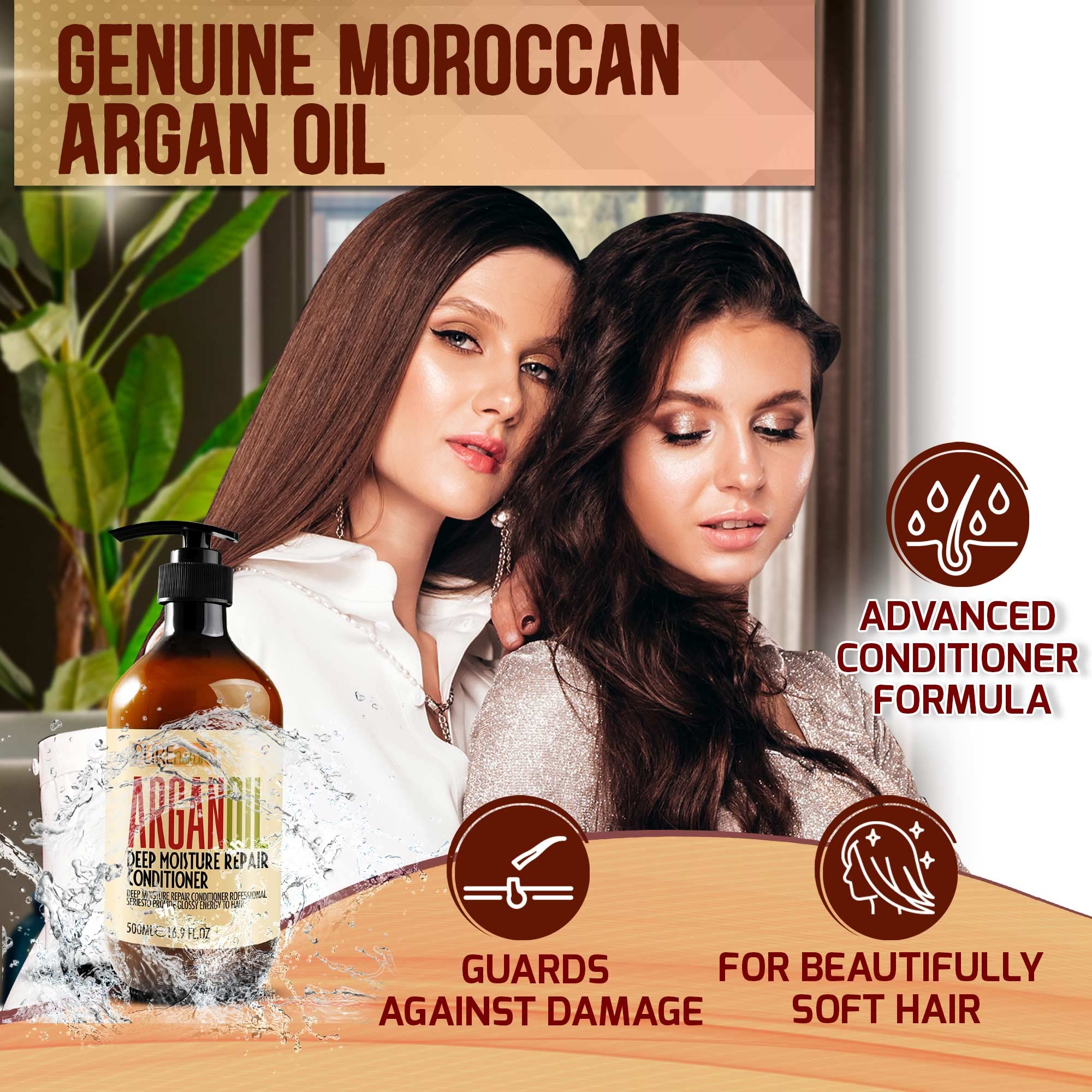 Moroccan Argan Oil Conditioner - Sulfate Free Products for Women and Men - Deep Moisturizing for Dry, Curly, Colored, Damaged Hair - Hydrating Repair, Salon Grade Formula for All Hair Types