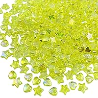 600 PCS Acrylic Beads Heart Star Shape Beads Clear Acrylic AB Colors Bead Assortments Colorful Flat Bead-in-Bead Loose Beads Spacer for DIY Necklace Bracelet Jewelry Craft Making (Lemon Yellow AB)