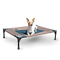 K&H Pet Products Raised Cooling Outdoor Dog Bed, Portable Elevated Dog Bed, Washable Mesh Pet Camping Gear, Heavy Duty Metal Frame Cat Hammock Bed, Inside Outside Dog Cot Bed, Medium Chocolate/Black