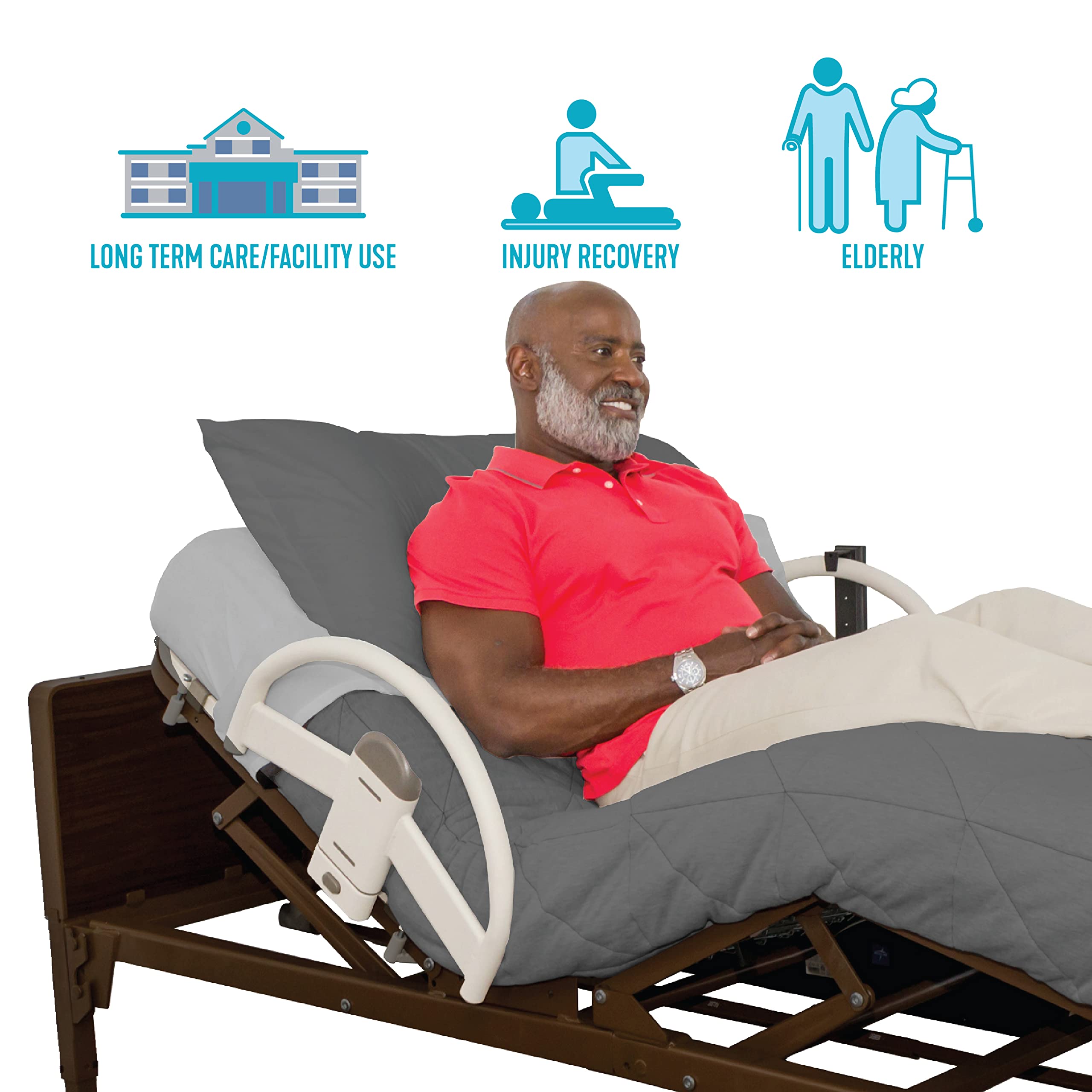Stander EZ Click Bed Handle, Hospital Bed Rail, Safety Assist Medical Rail for Seniors, Long Term Care for Elderly, Set of 2