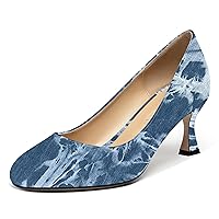Womens Office Dress Patent Slip On Round Toe Kitten Mid Heel Pumps Shoes 2.5 Inch
