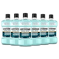 Listerine Mouthwash, Zero Alcohol, Germ Killing, Less Intense Formula, Bad Breath Treatment, Alcohol Free Mouth Wash for Adults; Cool Mint Flavor, 500 mL (Pack of 6)