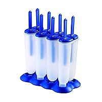 Drip-Guard Handle, 4 Oz, Set of 4 Twin Ice Molds Popsicle Makers with Reusable Sticks, Mess-Free Frozen Treats, Makes 8 Pops, Blue