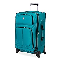 SwissGear Sion Softside Expandable Roller Luggage, Teal, Checked-Medium 25-Inch