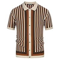 PJ PAUL JONES Men's Polo Shirts Retro Knit Shirt Vintage Striped Shirt