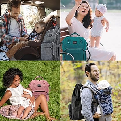 KiddyCare Diaper Bag Backpack – Multi-Function Baby Bag, Maternity Nappy Bags for Travel, Large Capacity, Waterproof, Durable & Stylish for Woman and Men, Gray