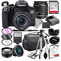 Canon EOS 850D (Rebel T8i) DSLR Camera with 18-55mm is STM Zoom Lens Bundle + 64GB Memory, Case, Tripod and More (Renewed)