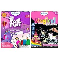 Skillmatics Foil Fun & Magical Scratch Art Book Unicorns & Princesses Theme Bundle, Art & Craft Kits, DIY Activities for Kids, Gifts for Ages 4 and Up