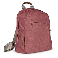 UPPAbaby Changing Backpack/Multiple Storage Compartments/Stroller Strap Attachment/Bottle Insulator and Changing Pad Included/Lucy (Rosewood Mélange/Saddle Leather)