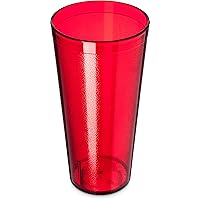 Carlisle FoodService Products Stackable Tumbler Plastic Tumbler with Pebbled Exterior for Restaurants, Catering, Kitchens, Plastic, 26.5 Ounces, Ruby, (Pack of 72)