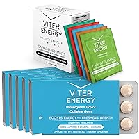 Viter Energy Original Caffeine Mints Variety Sampler Pack and Caffeine Gum Wintergreen Flavor 6 Pack Bundle - Caffeine, B Vitamins, Sugar Free, Vegan, Powerful Energy Booster for Focus & Alertness