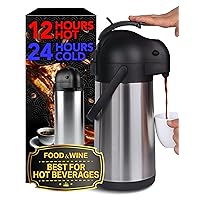 74Oz Airpot Thermal Coffee Carafe - Insulated Stainless Steel Coffee Dispenser with Pump - Thermal Beverage Dispenser - Thermos for Keeping Coffee & Tea Hot For 12 Hours - Cresimo