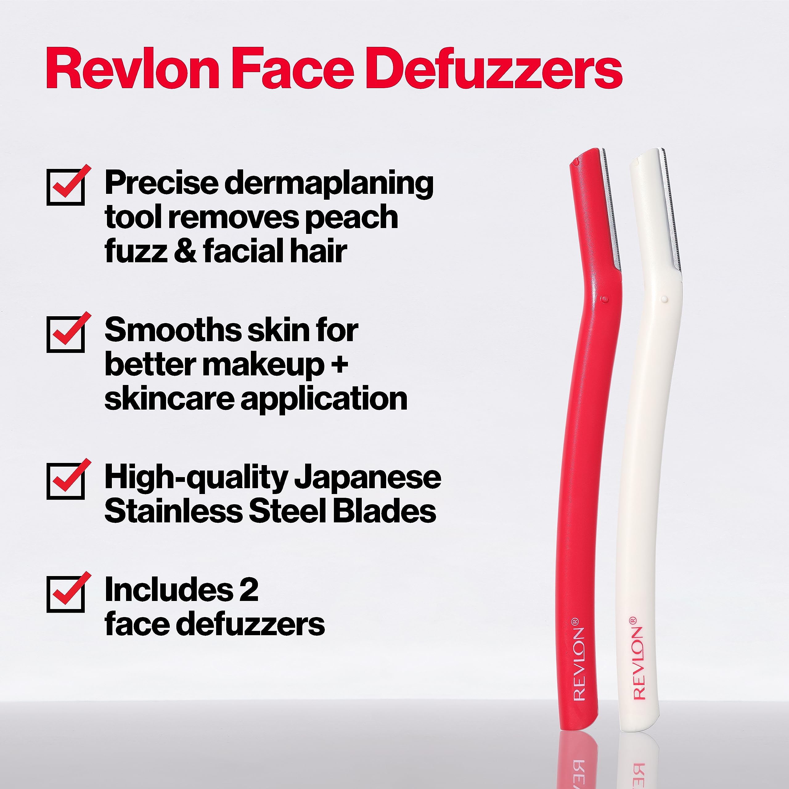 Revlon Dermaplaning Tool, Facial Razor & Hair Removal Tool, High Precision Blade,Smooth & Even Skin, Stainless Steel (Pack of 2)