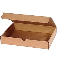 BFM1182K Corrugated Cardboard Literature Mailers, 11 1/8 x 8 3/4 x 2 Inches, Tuck Top One-Piece, Die-Cut Shipping Boxes, Large Brown Kraft Mailing Boxes(Pack of 50)