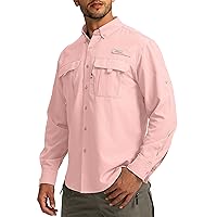 Men's Sun Protection Fishing Shirts Long Sleeve Travel Work Shirts for Men UPF50+ Button Down Shirts with Zip Pockets