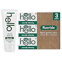 Naturally Whitening Fluoride Toothpaste, Natural Peppermint Flavor and Tea Tree Oil, Peroxide Free, Gluten Free, SLS Free, 3 Pack, 4.7 OZ Tubes