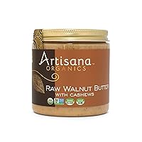 Organics Raw Walnut Butter with Cashews | No Sugar Added, Just Two Ingredients - Vegan, Paleo, and Non GMO, 9oz Jar
