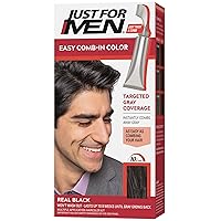 Easy Comb-In Color Mens Hair Dye, Easy No Mix Application with Comb Applicator - Real Black, A-55, Pack of 1