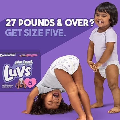 Diapers Size 5 (over 27 lbs), 148 Count - Luvs Pro Level Leak Potection