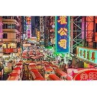 Hong Kong Street at Night Photo Photograph Cool Wall Decor Art Print Poster 36x24