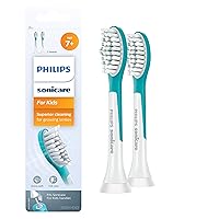 for Kids 7+ Genuine Replacement Toothbrush Heads, 2 Brush Heads, Turquoise and White, Standard, HX6042/94