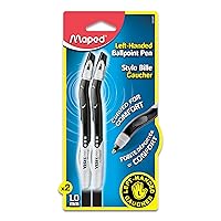 Maped - Visio Left-Handed Quick-Drying Ballpoint Pen - 2 Pack - Left Handed - Innovative