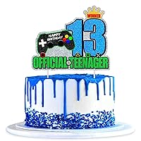 1Pcs Video Game 13th Official Teenager Cake Topper - 13 Years Old Birthday Decorations Video Game Cake Pick Gamepad Cake Topper for Boys Girls Birthday Party Supplies 13th Cake Decorations Topper.