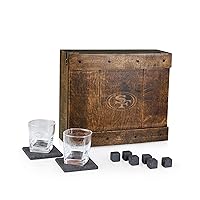 PICNIC TIME NFL Whiskey Box Gift Set, Whiskey Glasses Set of 2, Whiskey Stones Gift Set